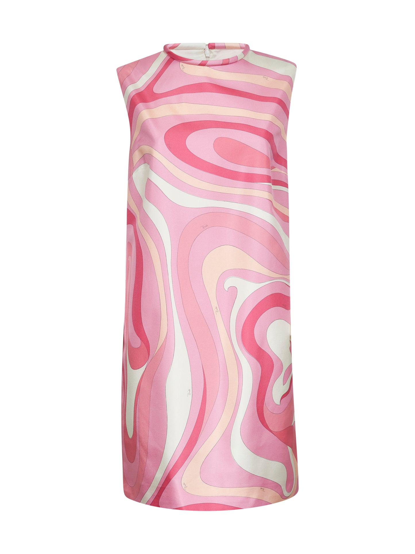 Pink Marmo print silk twill mini dress