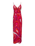 Marmo print silk twill long dress
