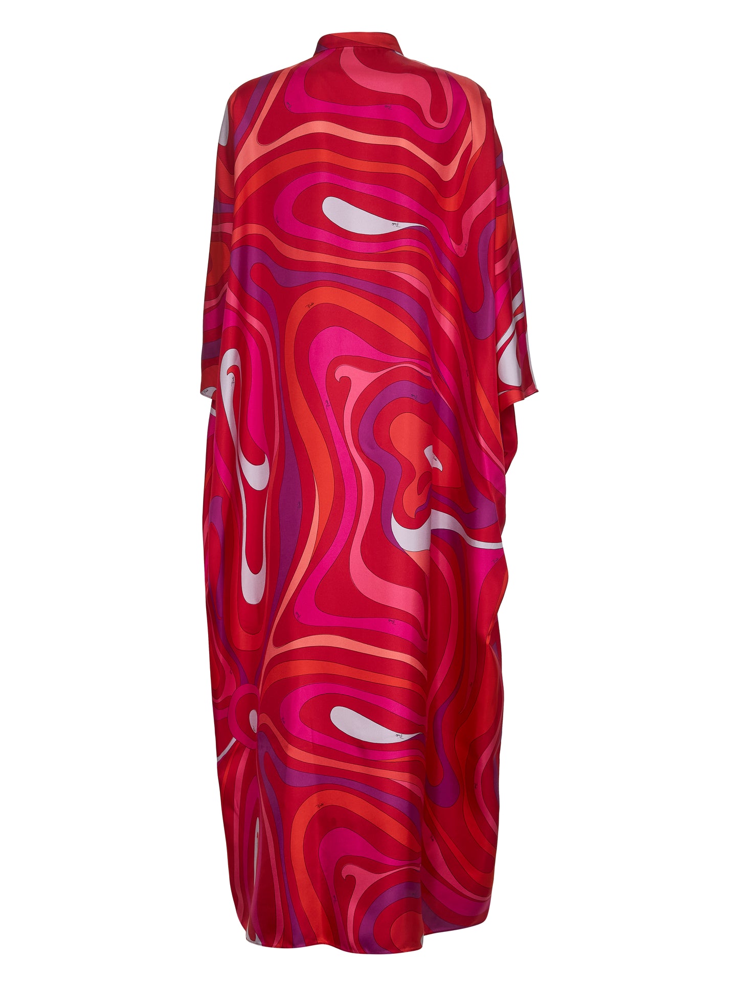 Marmo print silk twill long kaftan