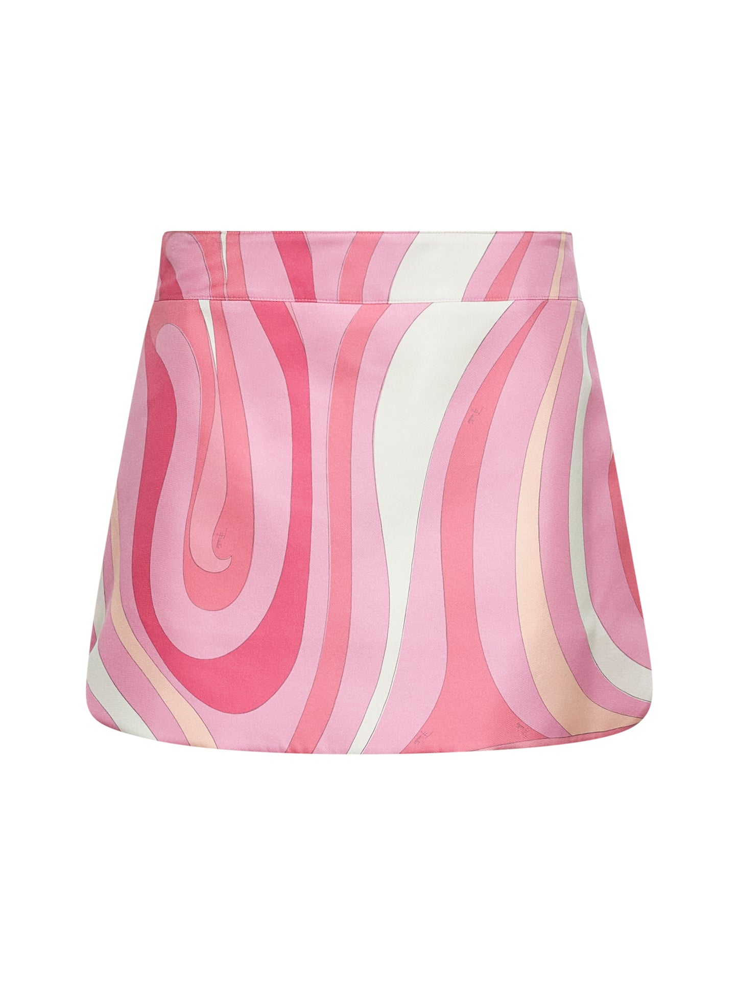 Pink Marmo print silk twill mini skirt