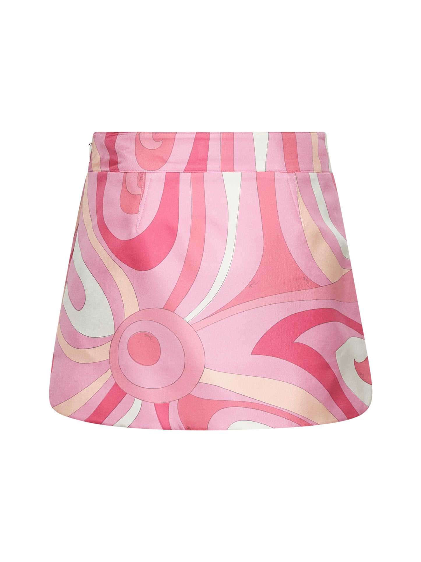 Pink Marmo print silk twill mini skirt