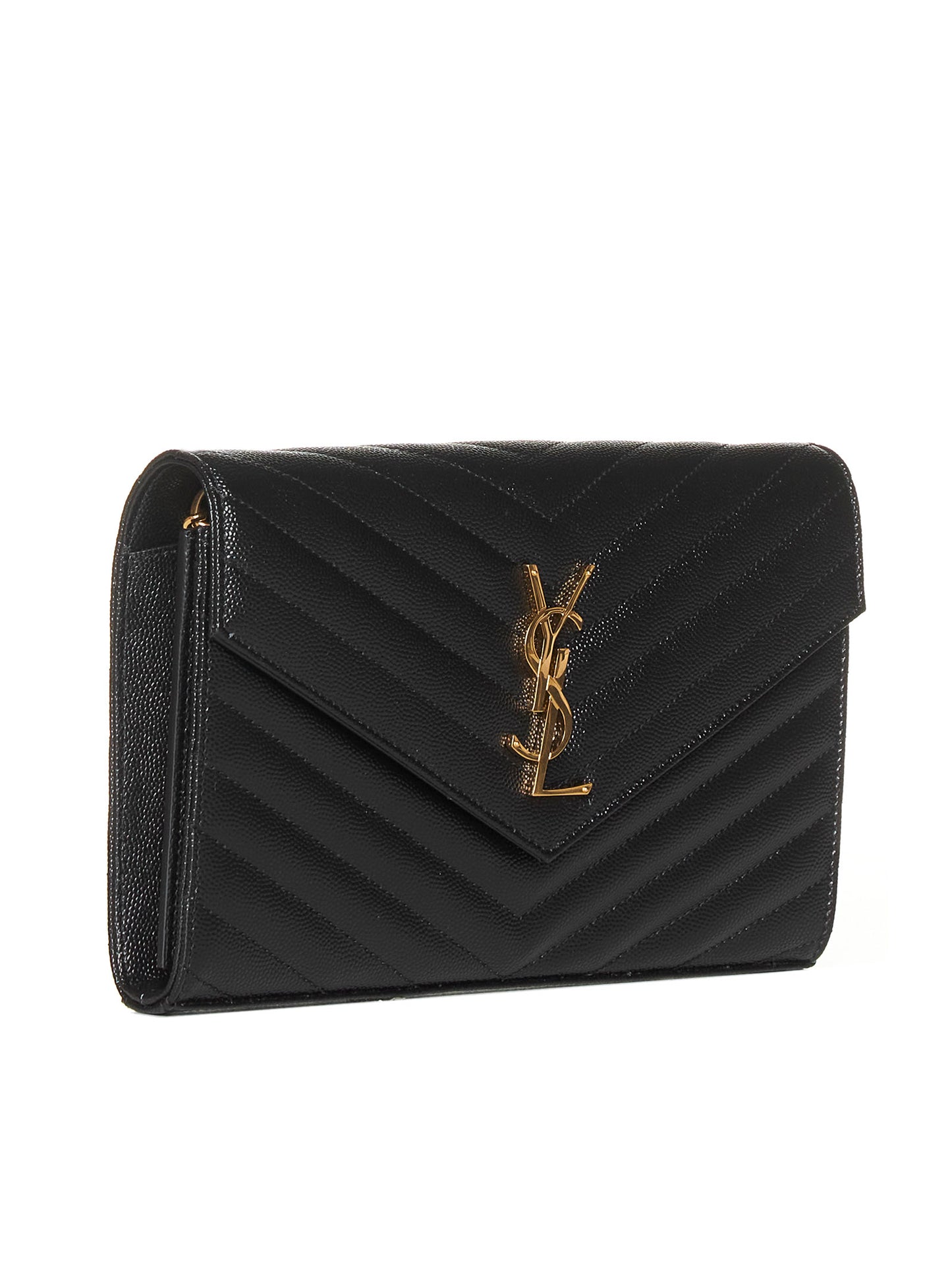 Cassandre classic chain clutch in grain de poudre leather