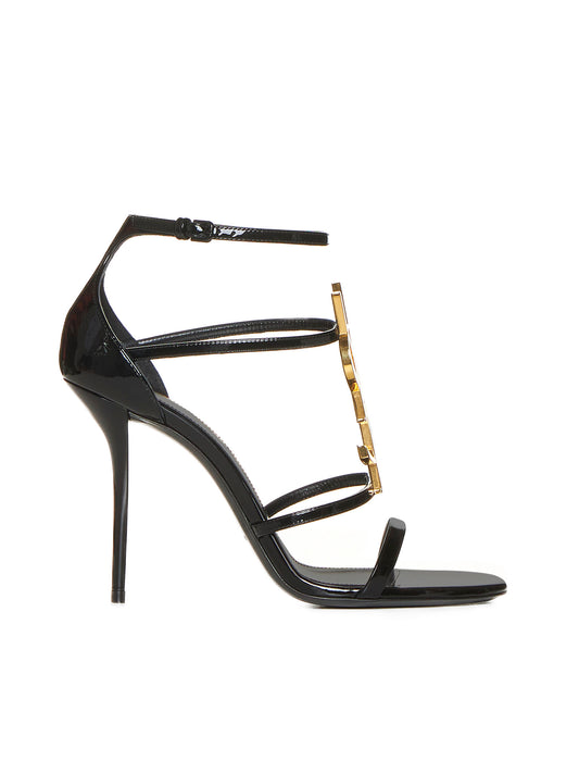Sandali Cassandra in vernice con logo YSL