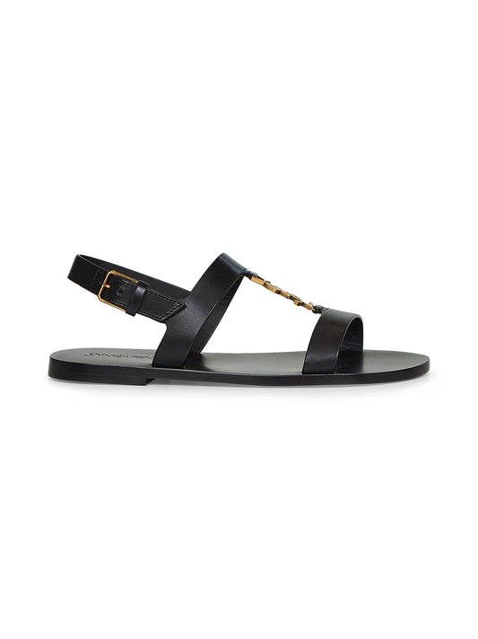 Sandali piatti Cassandre in pelle liscia nera