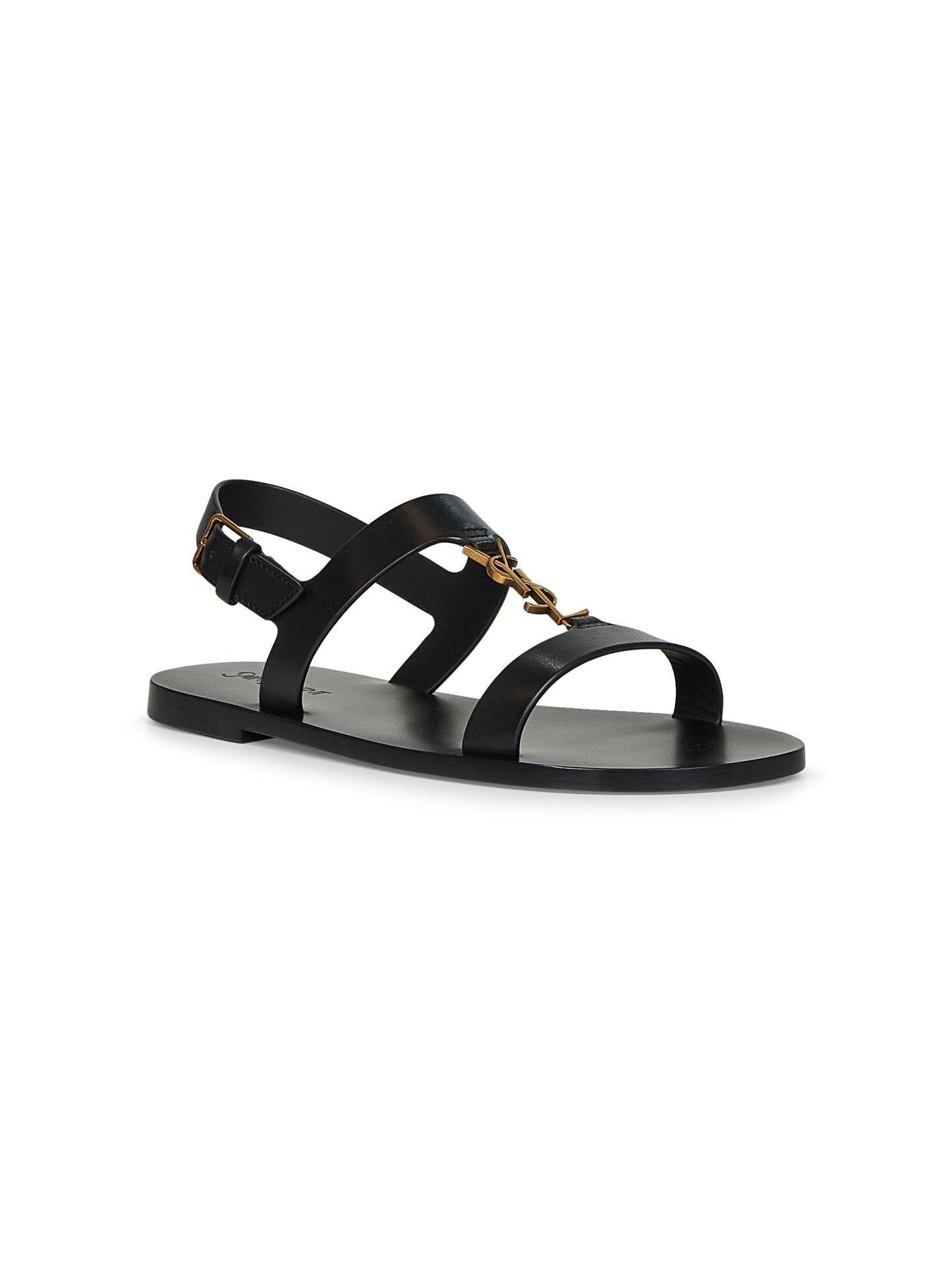 Sandali piatti Cassandre in pelle liscia nera