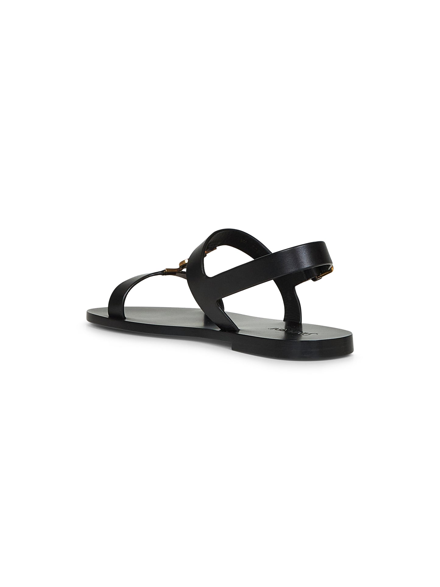Sandali piatti Cassandre in pelle liscia nera