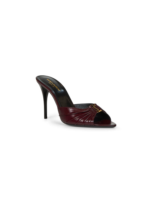 Mules peep-toe Babylone in pelle liscia bordeaux