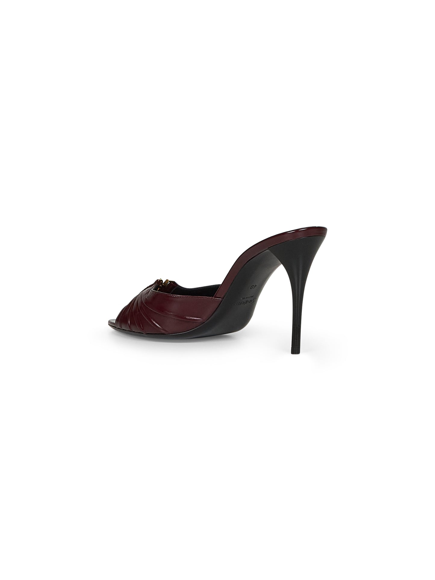 Mules peep-toe Babylone in pelle liscia bordeaux