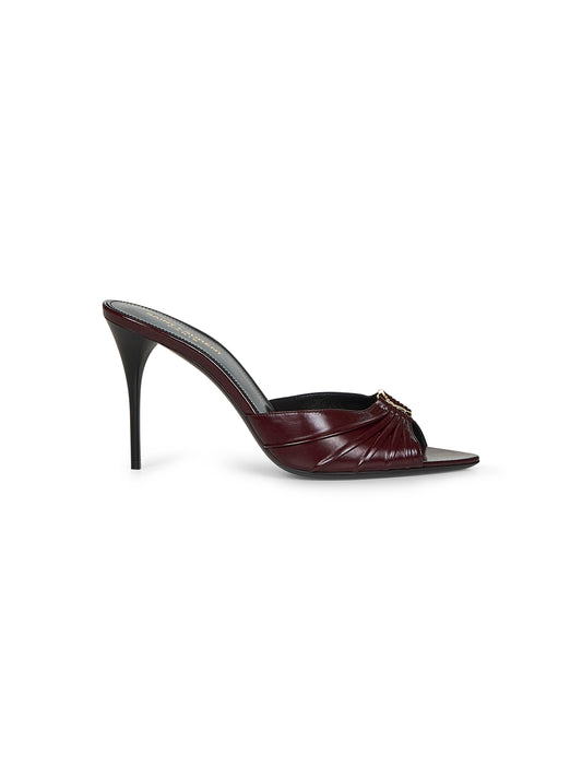 Mules peep-toe Babylone in pelle liscia bordeaux