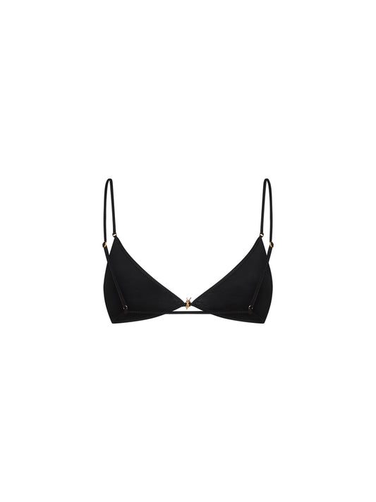 Black stretch viscose triangle bra