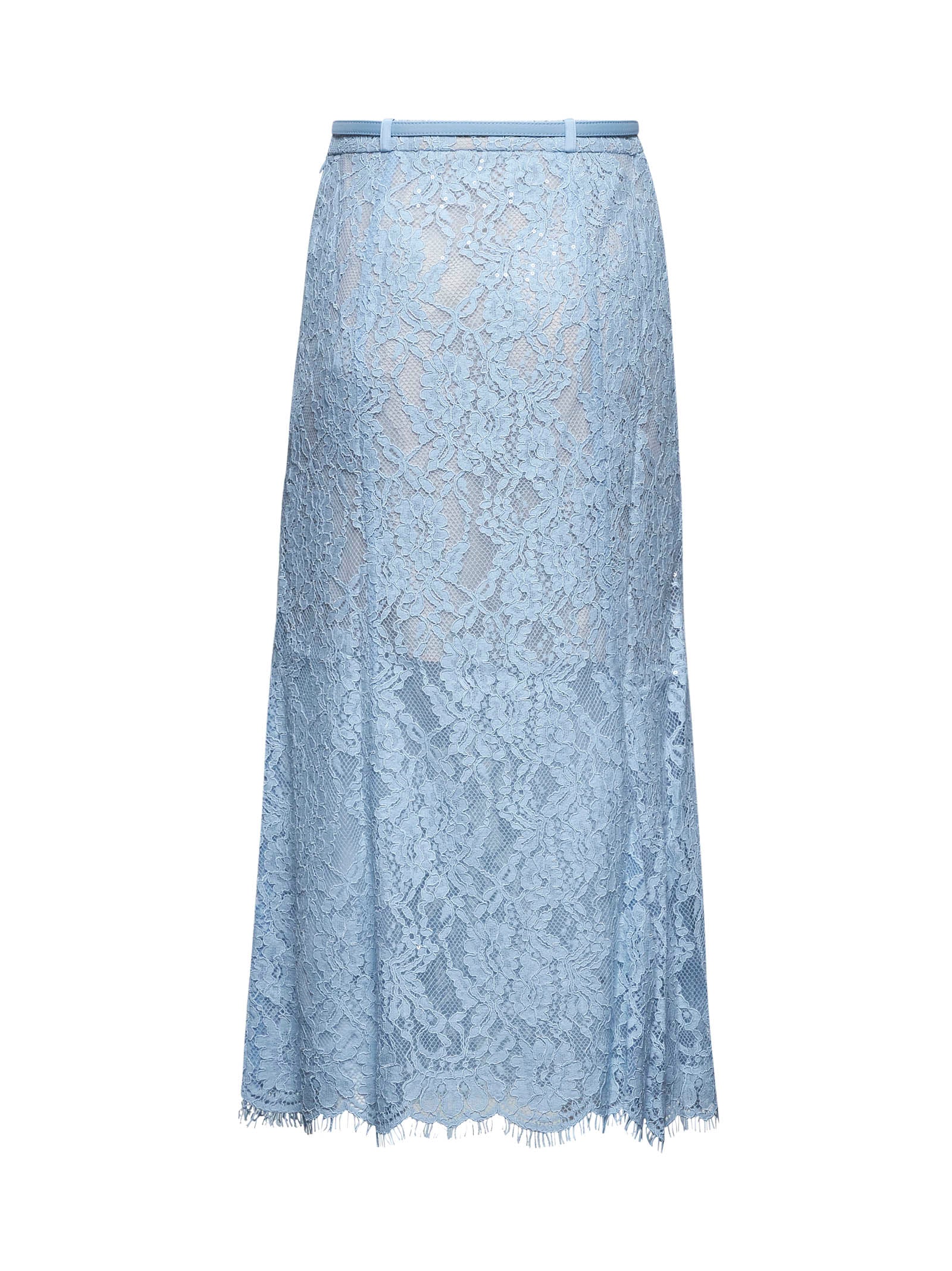スカート SELF PORTRAIT Women Mid Skirts RS25053MSKBL BLUE Light blue sequin lace midi skirt – Daniello.com