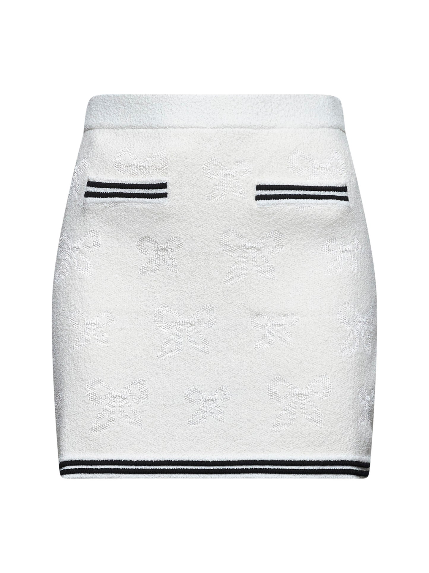 Minigonna in maglia jacquard avorio