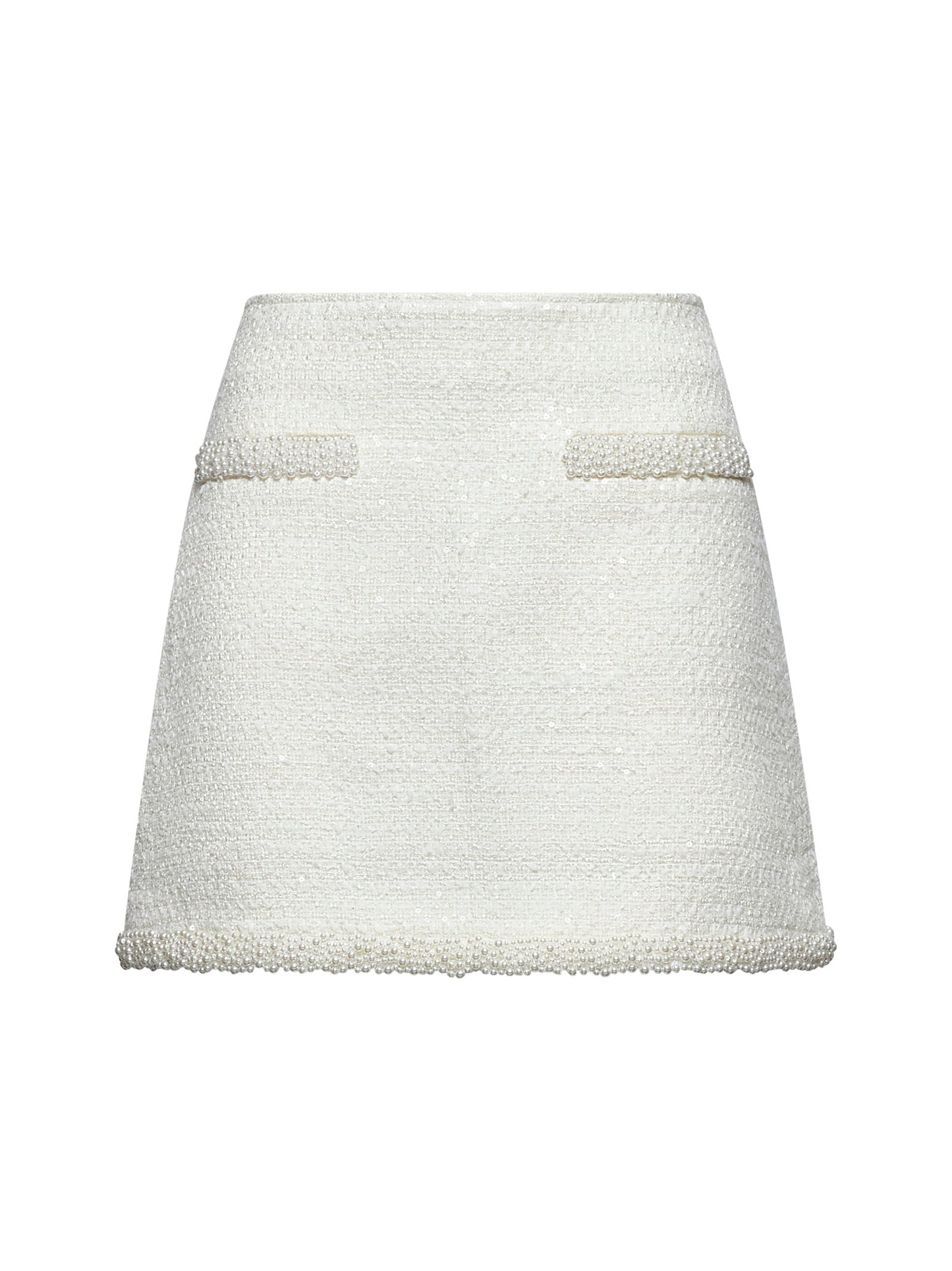 Cream sequin bouclé mini skirt