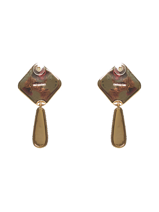 Orecchini pendenti in ottone oro con perle