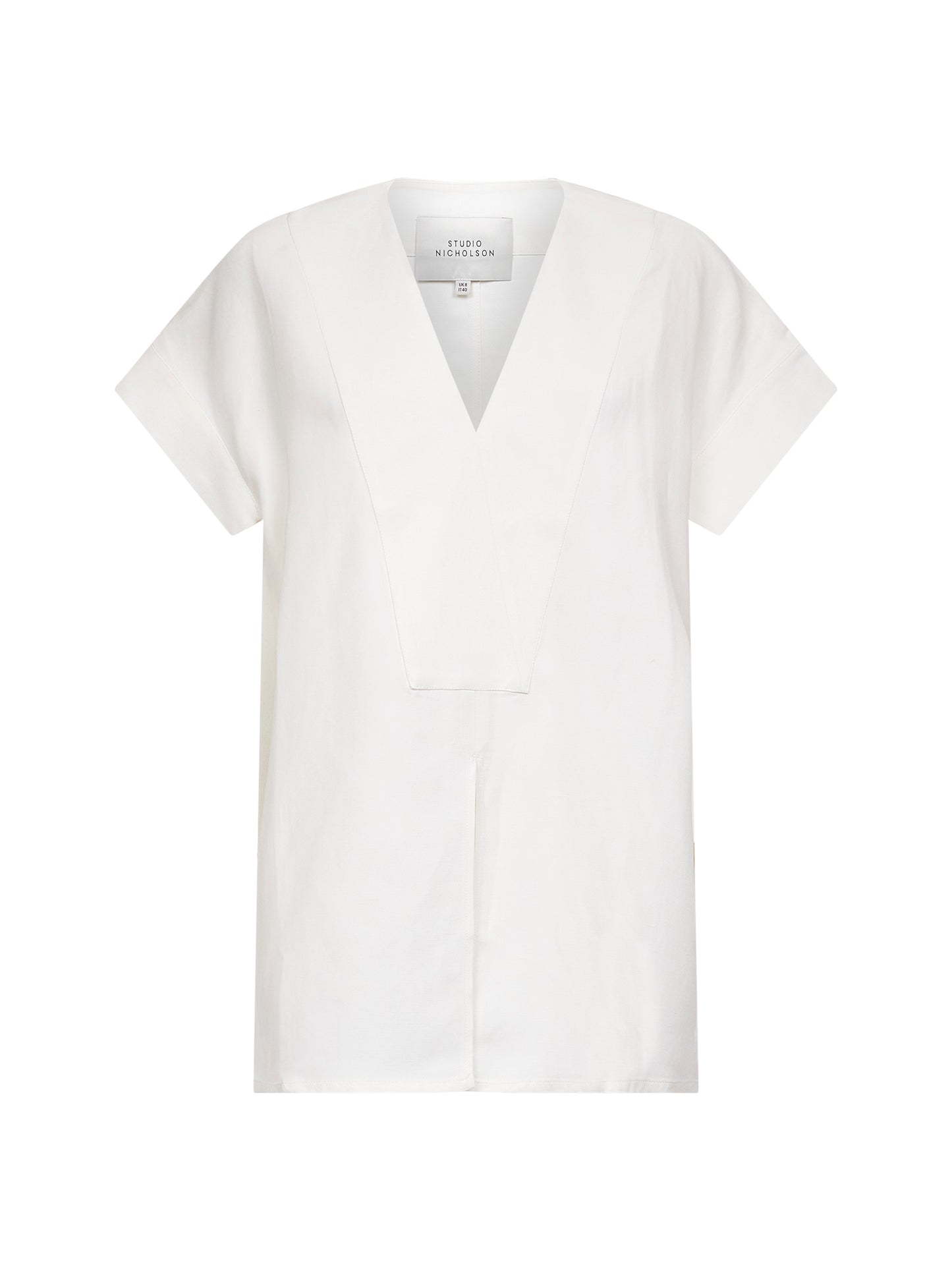 Top Circe in misto lino bianco