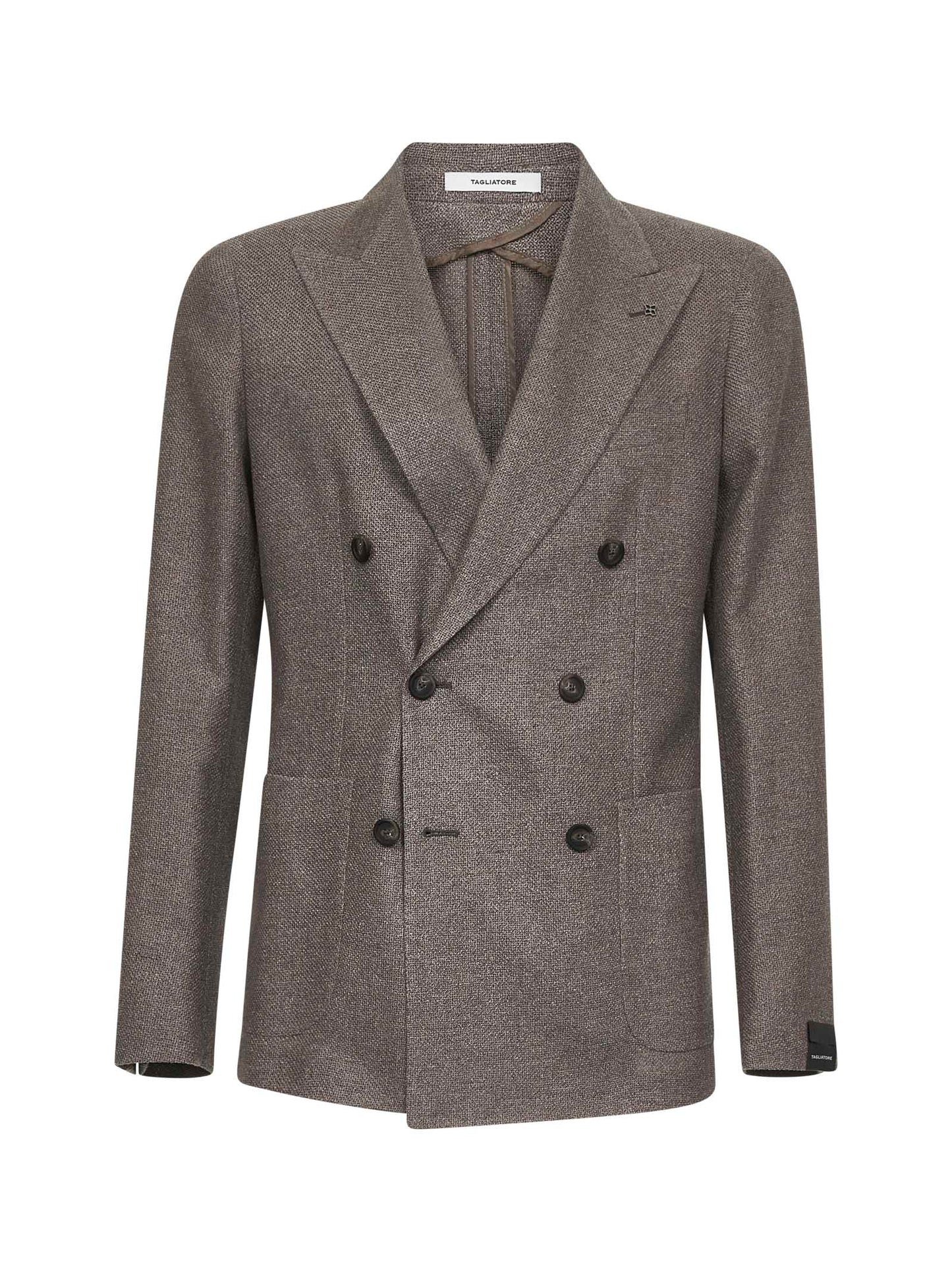 Brown silk and wool Montecarlo double-breasted blazer