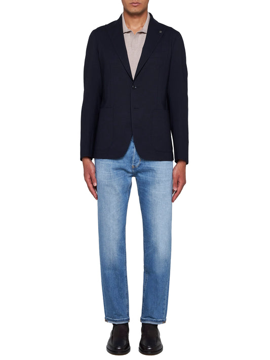 Wool-blend single-breasted blazer