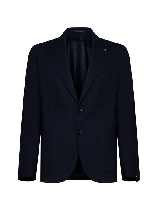 Wool-blend single-breasted blazer