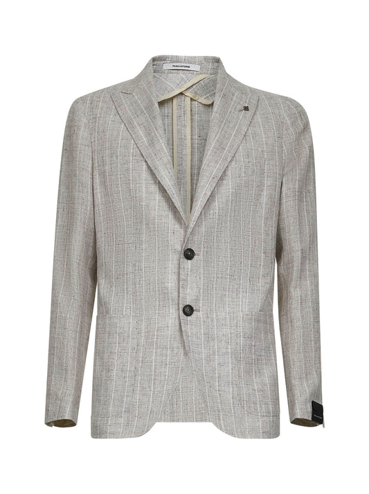 Beige pinstriped linen blend Montecarlo blazer