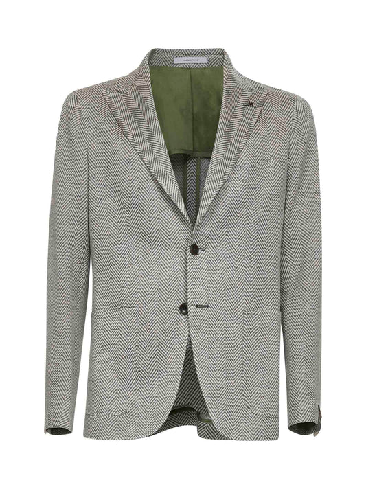 Giacca monopetto Montecarlo in jersey chevron verde