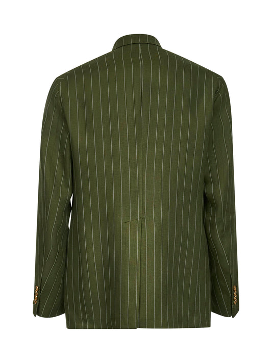 Green pinstriped linen New York blazer