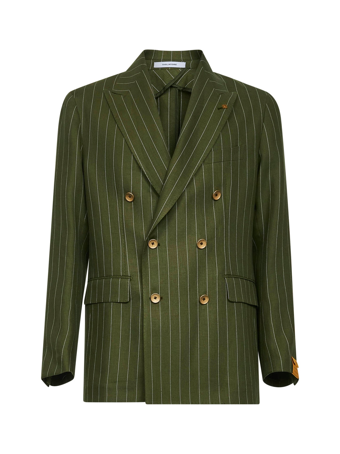 Giacca New York in lino gessato verde