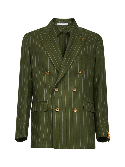 Green pinstriped linen New York blazer
