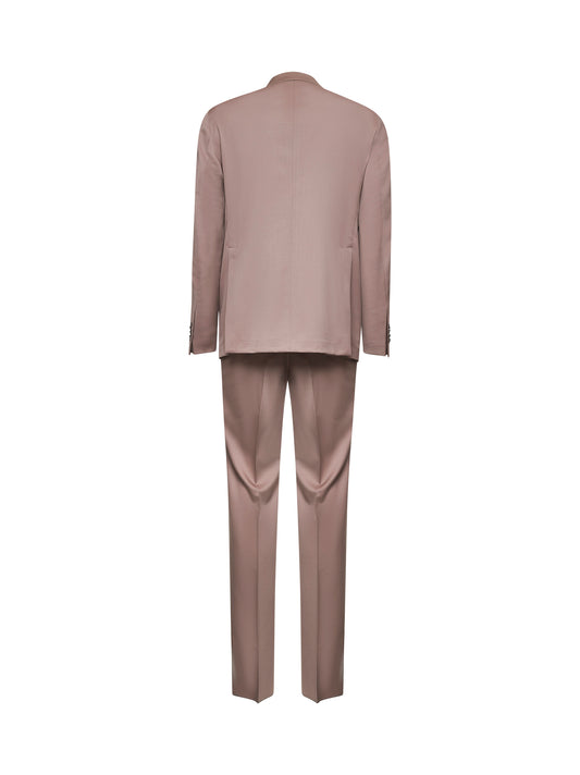 Pink virgin wool Vesuvio double-breasted suit