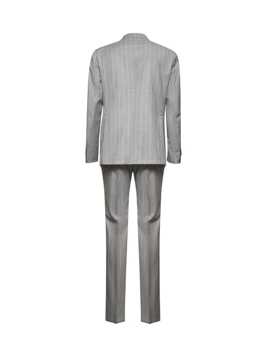 Grey pinstriped wool Vesuvio double-breasted suit