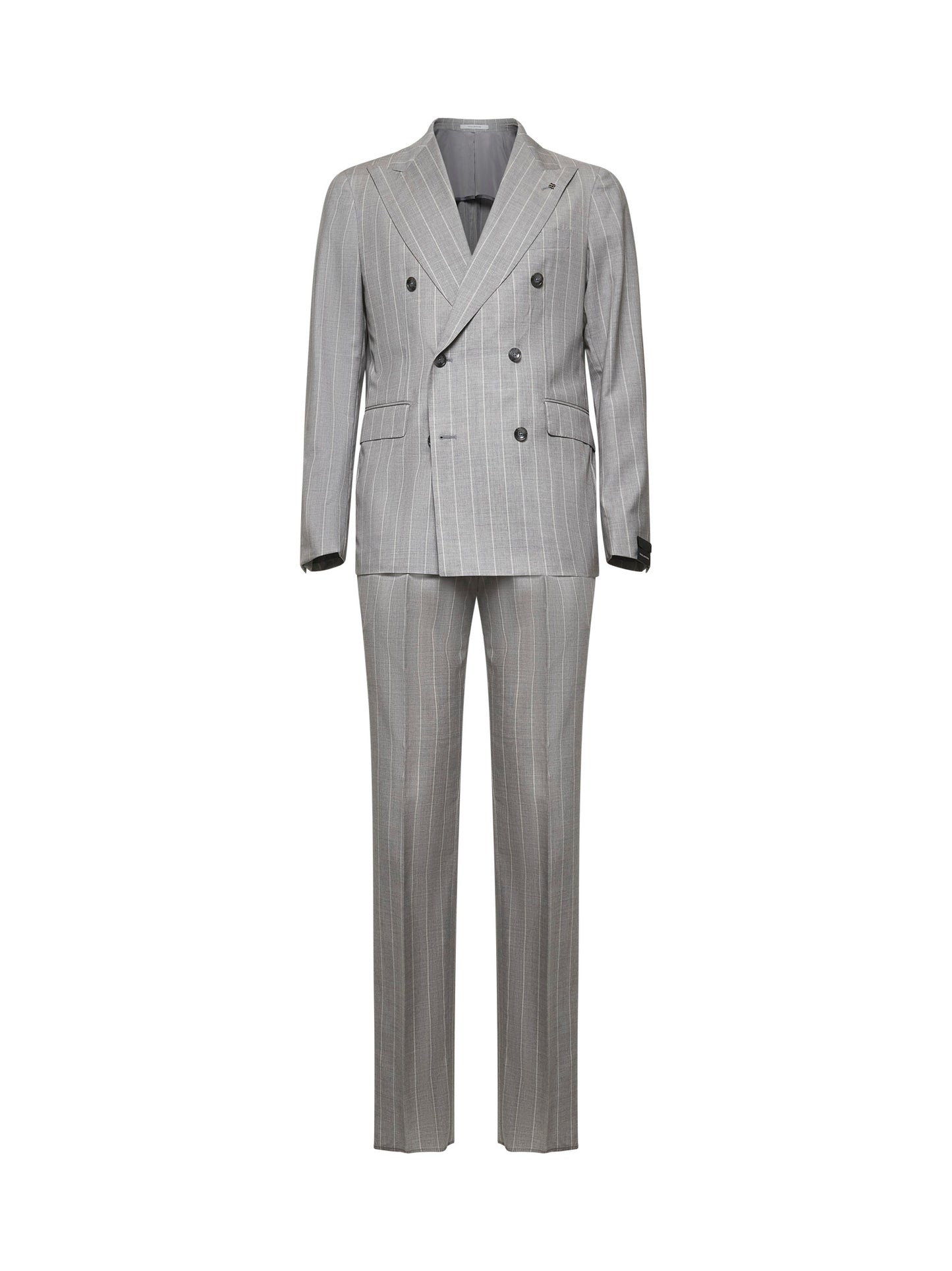 Grey pinstriped wool Vesuvio double-breasted suit