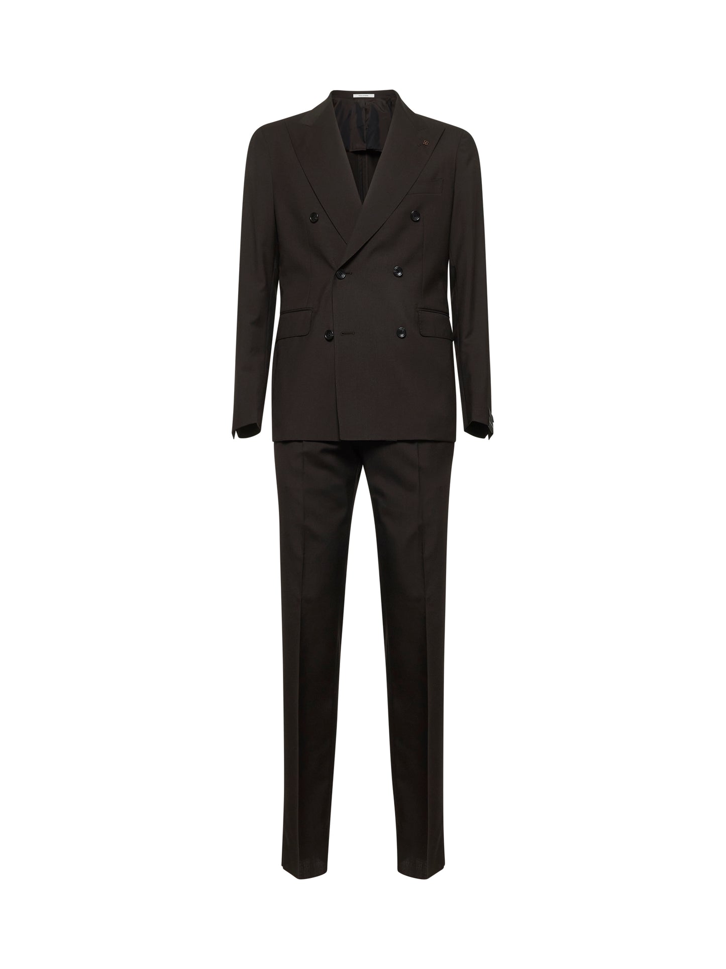 Brown virgin wool Vesuvio double-breasted suit