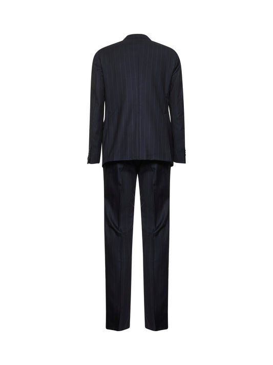 Blue pinstriped wool Vesuvio single-breasted suit