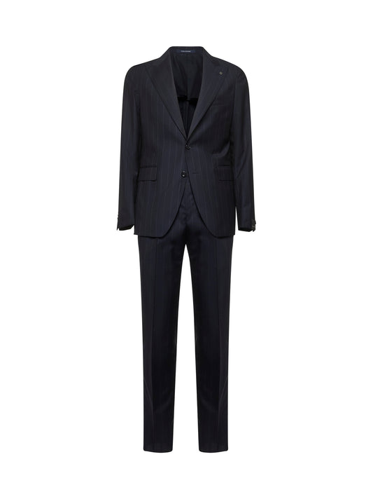 Blue pinstriped wool Vesuvio single-breasted suit
