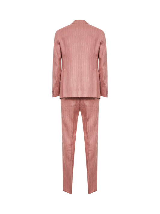 Pink pinstriped linen Vesuvio single breasted suit