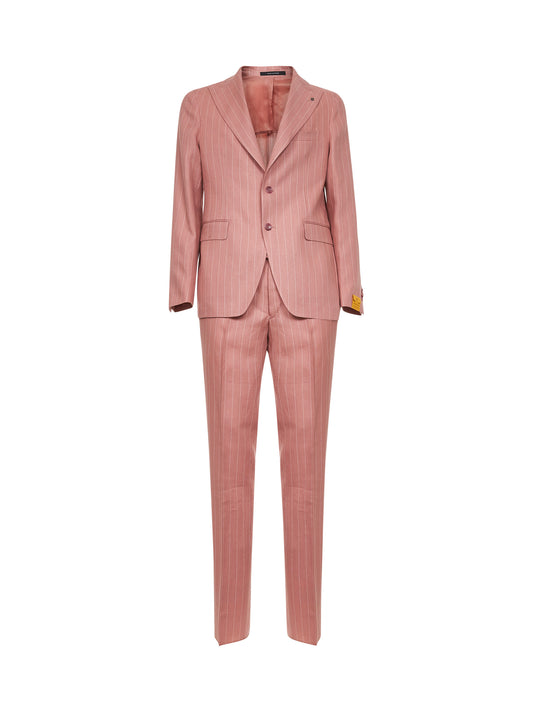 Pink pinstriped linen Vesuvio single breasted suit