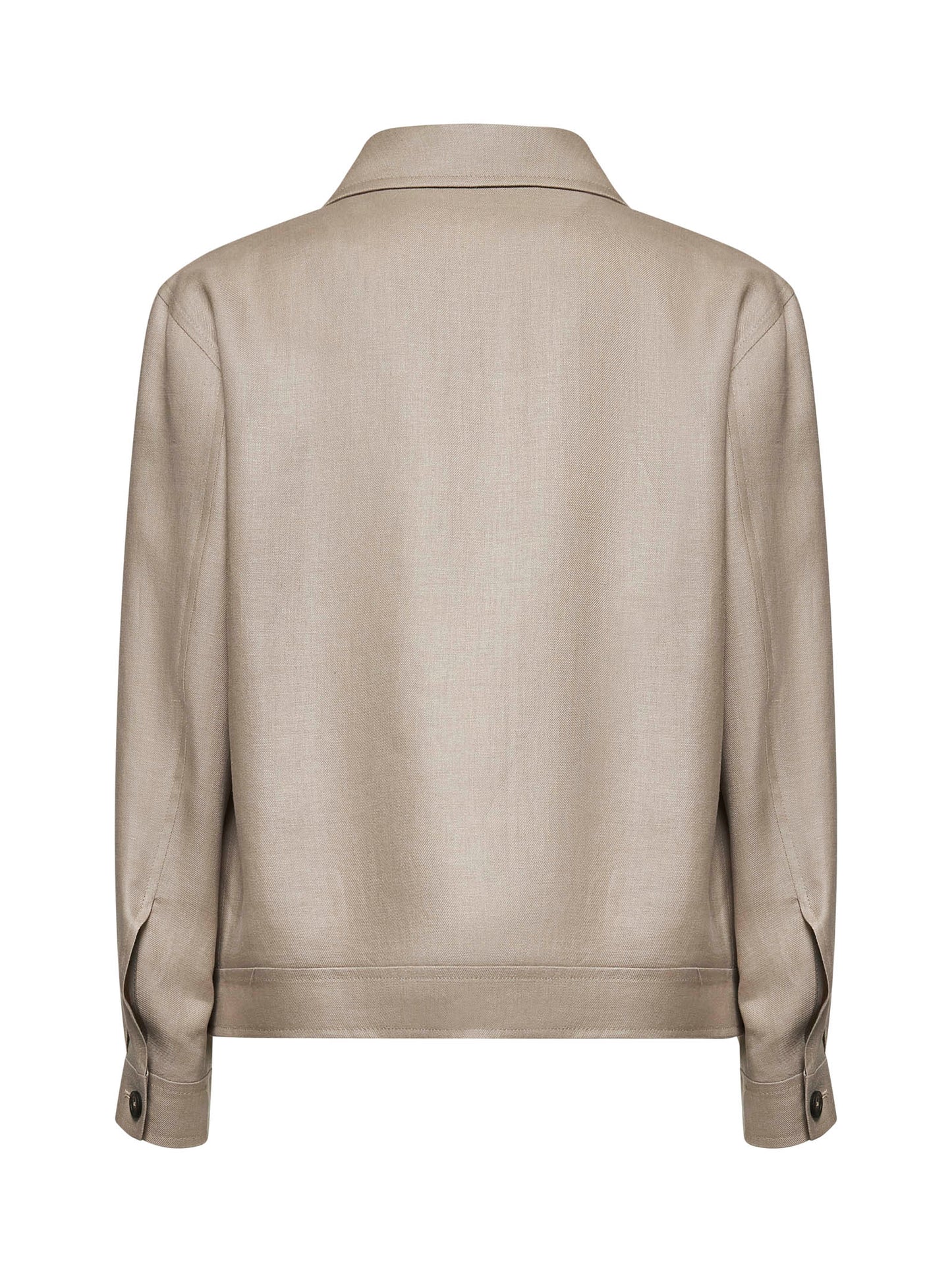 Taupe linen short blouson