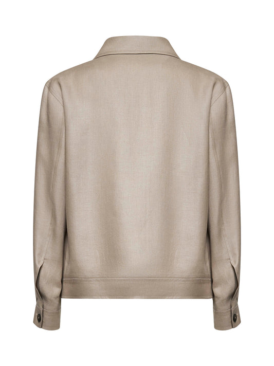 Taupe linen short blouson