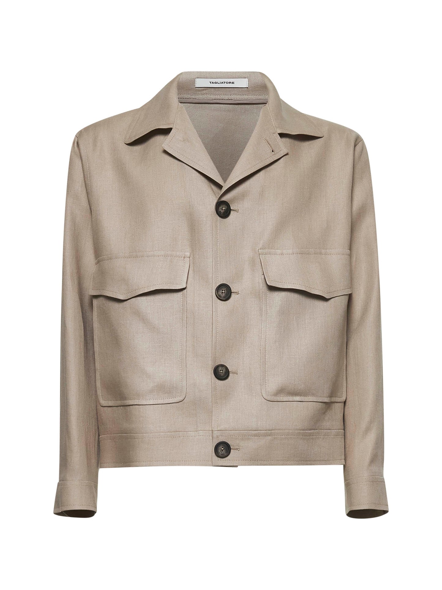Taupe linen short blouson