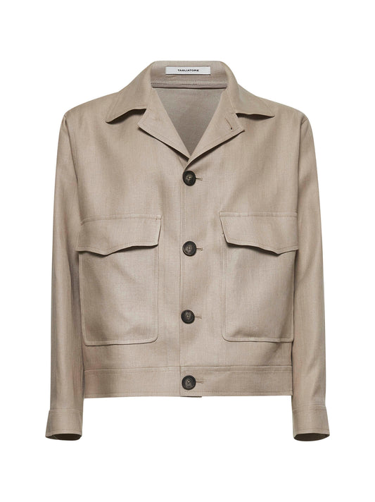Taupe linen short blouson