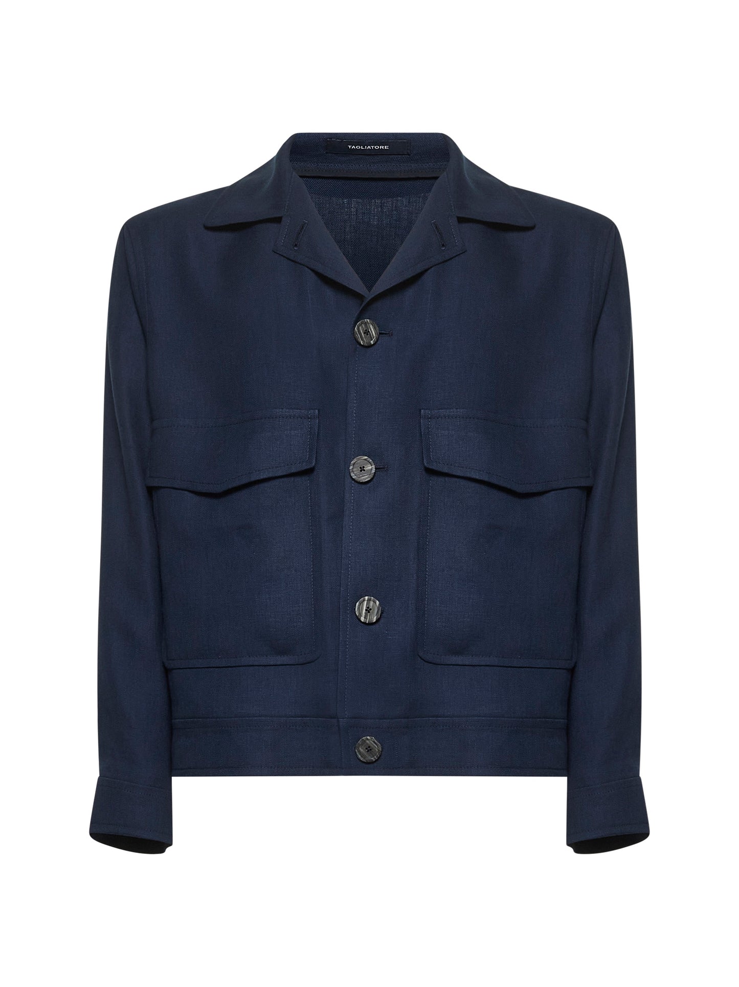 Blue linen short blouson