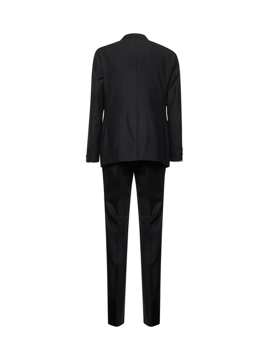 Black virgin wool Vesuvio tuxedo suit