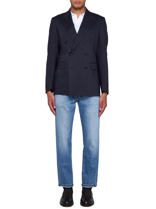 Blazer doppiopetto misto lino e lana