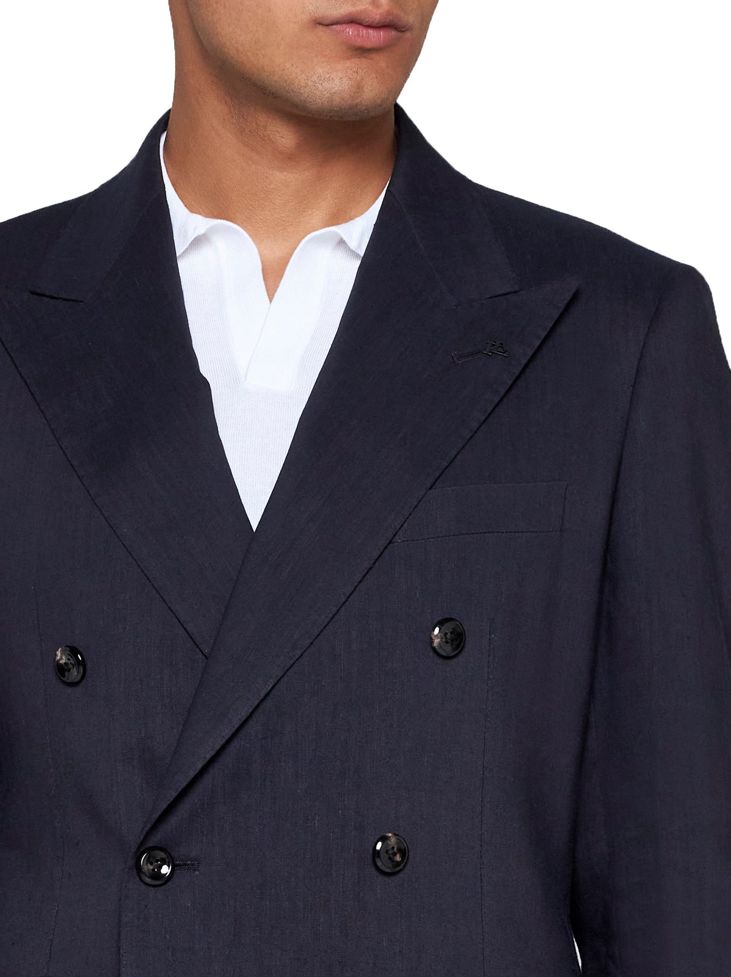 Linen and wool-blend double-breasted blazer