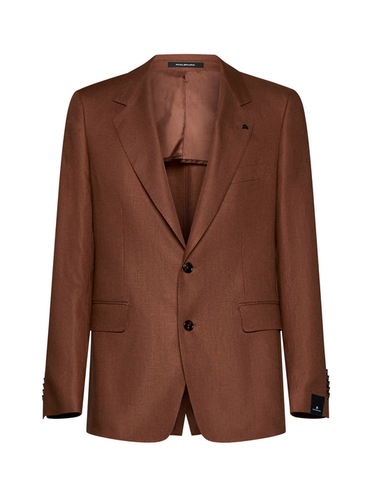 Linen single-breasted blazer