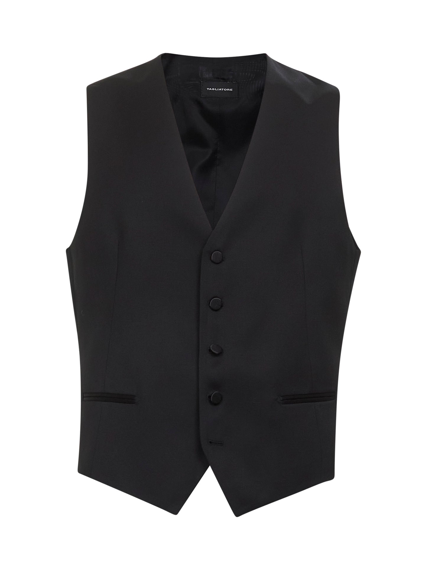 Black virgin wool waistcoat
