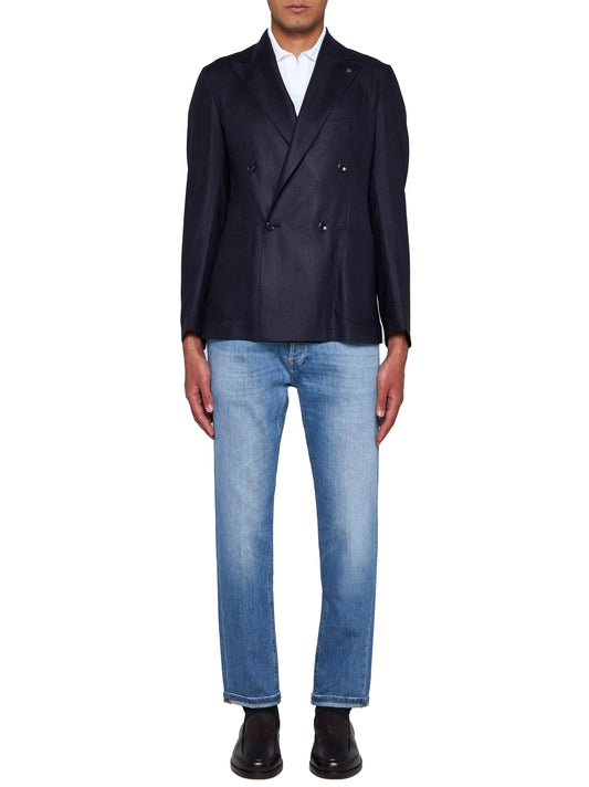 Silk and wool double-breasted blazer