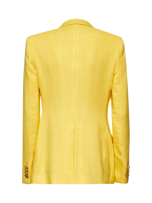 Blazer doppiopetto in tela gialla