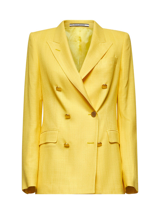 Blazer doppiopetto in tela gialla