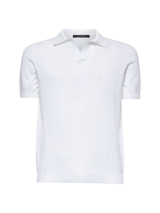 Polo in maglia di cotone bianco