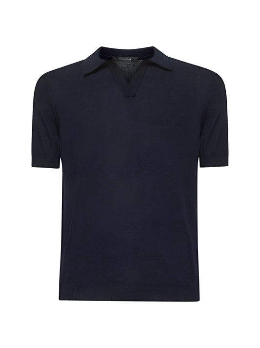 Polo in maglia di cotone blu